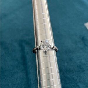 Diamonique 85 facet sunflower cut sterling silver ring